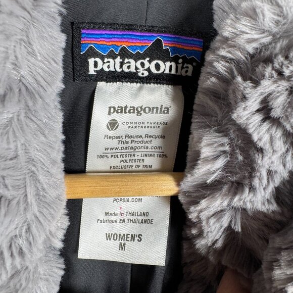 Patagonia Pelage Vest Womens Size Medium Gray Faux Fur Full Zip Shawl Neck - Picture 5 of 7